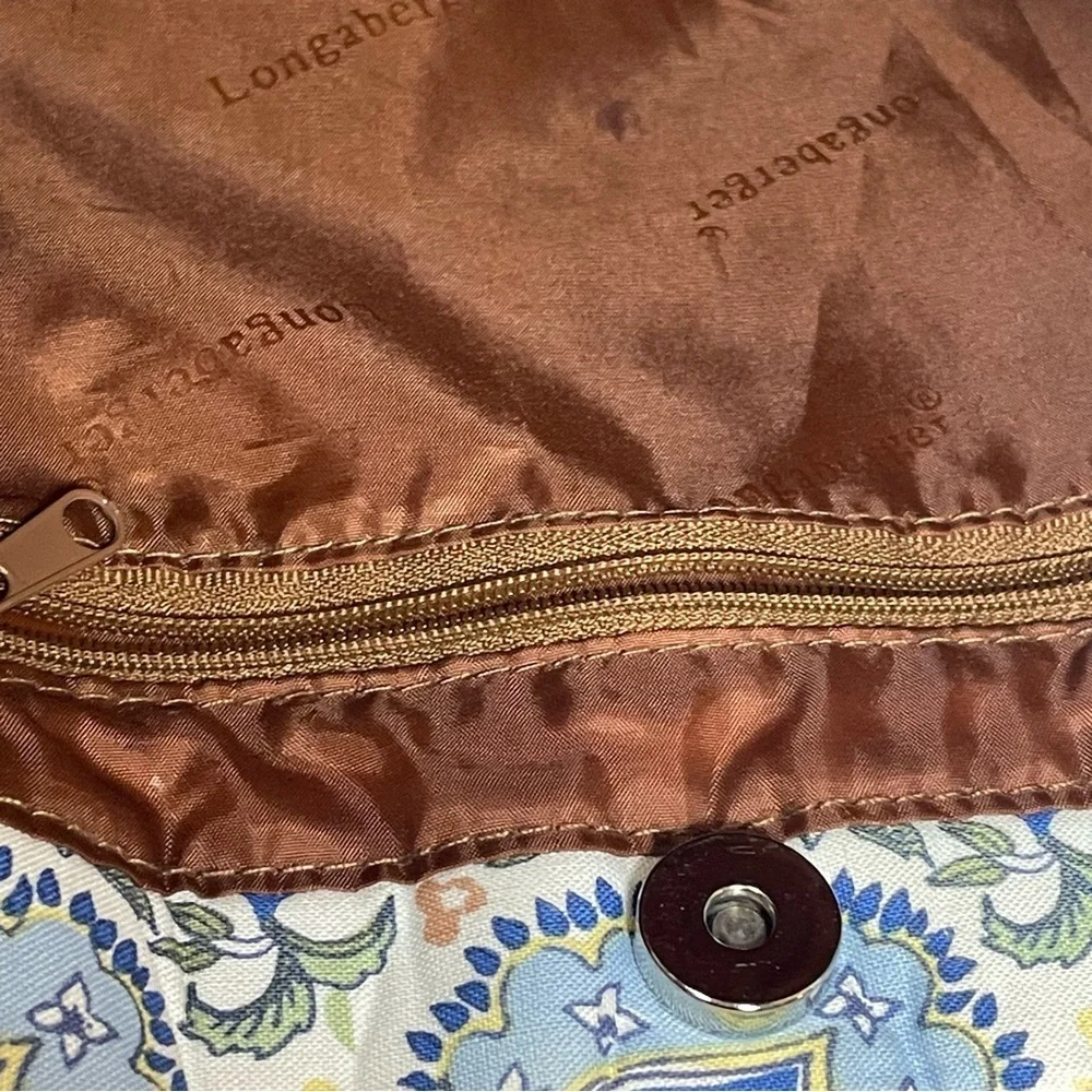 Longaberger Small Tote Bag,  Faux Leather Trim & Handles. Spots noted in picture